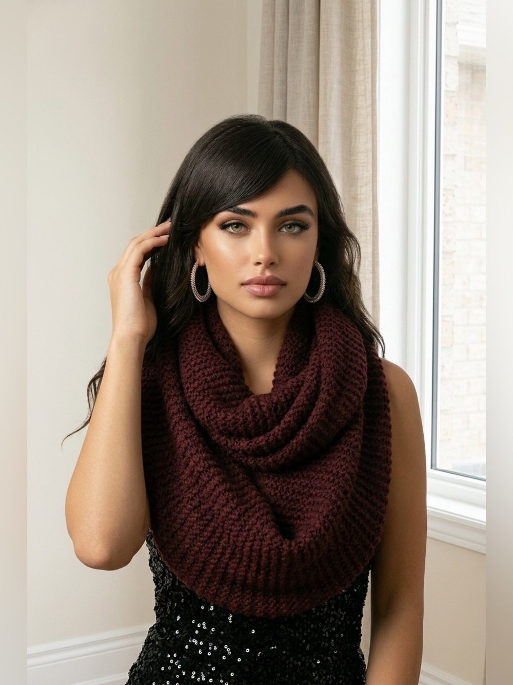 Womens H&M Burgundy Scarf GUC